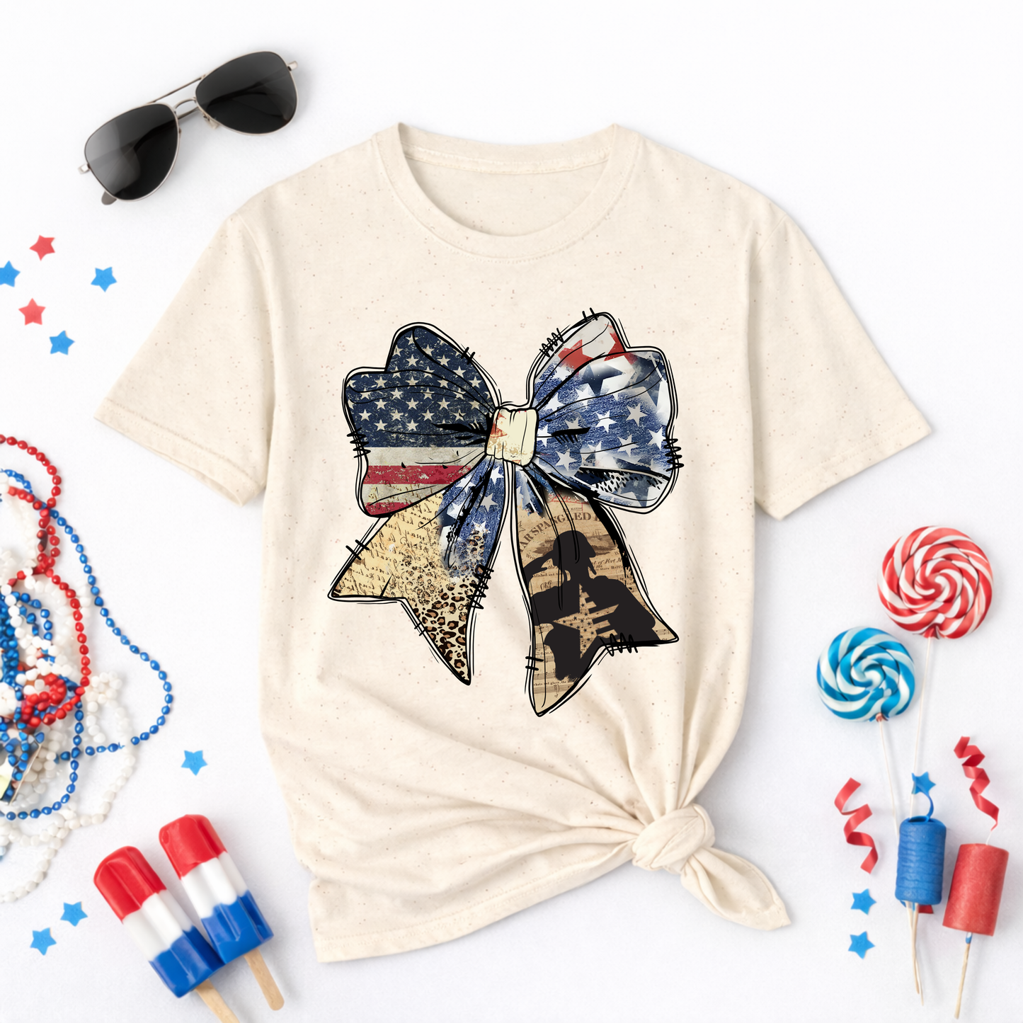 🇺🇸✨ Vintage Freedom Bow Tee