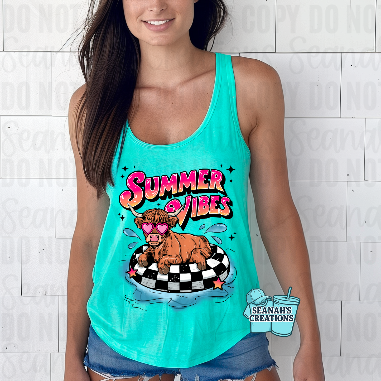 ☀️ Summer Vibes Highland Cow Tank