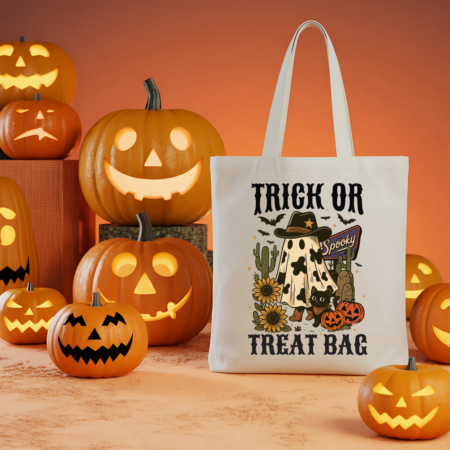 ๐๐ป cowboy ghost Trick-or-Treat Tote ๐ท๏ธ๐๏ธ