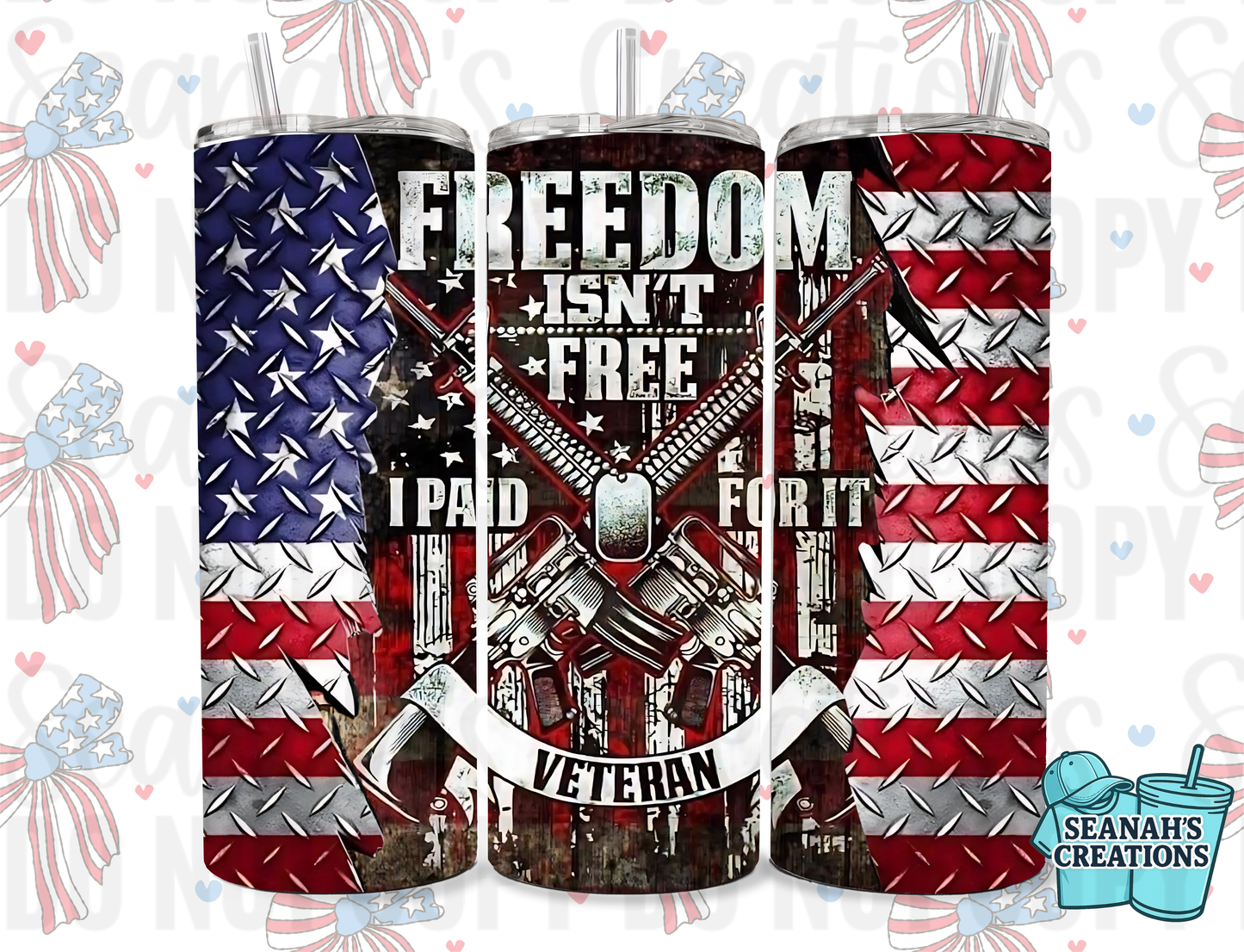 šŗšø āFreedom Isnāt Freeā Veteran 20 oz Tumbler