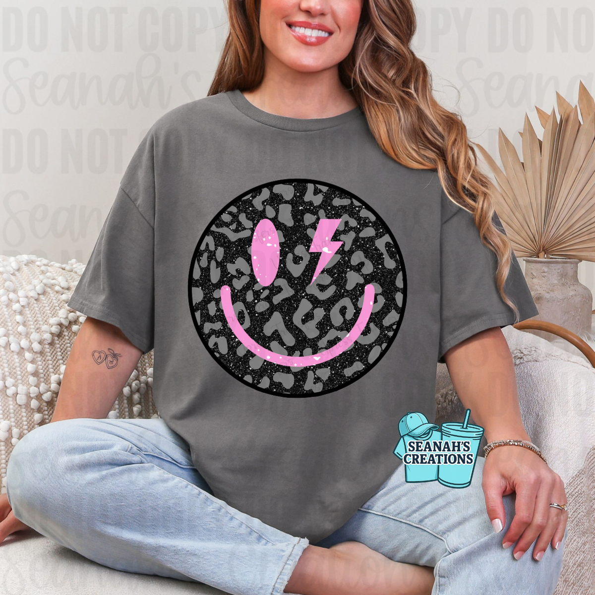 Leopard Smiley Face Tee