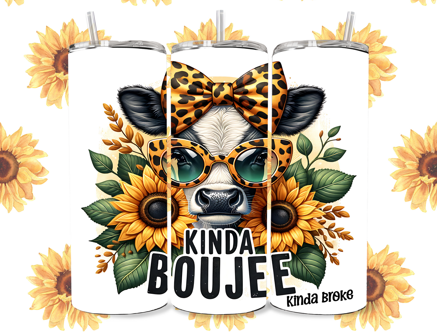🐮 Kinda Boujee, Kinda Broke 20oz Cow Tumbler 🐮