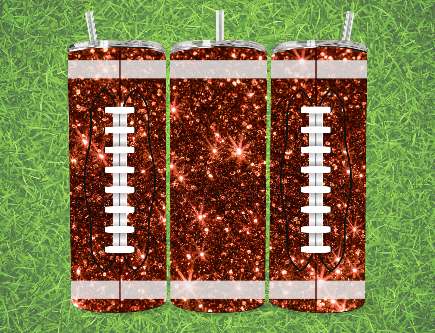 πβ¨ Glitter Football Tumbler β 20 oz Skinny β¨π