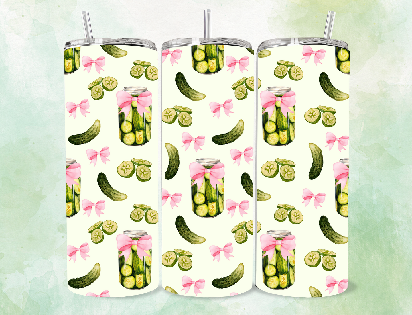 🥒 Pretty in Pickles Tumbler 💖 20oz Skinny Tumbler