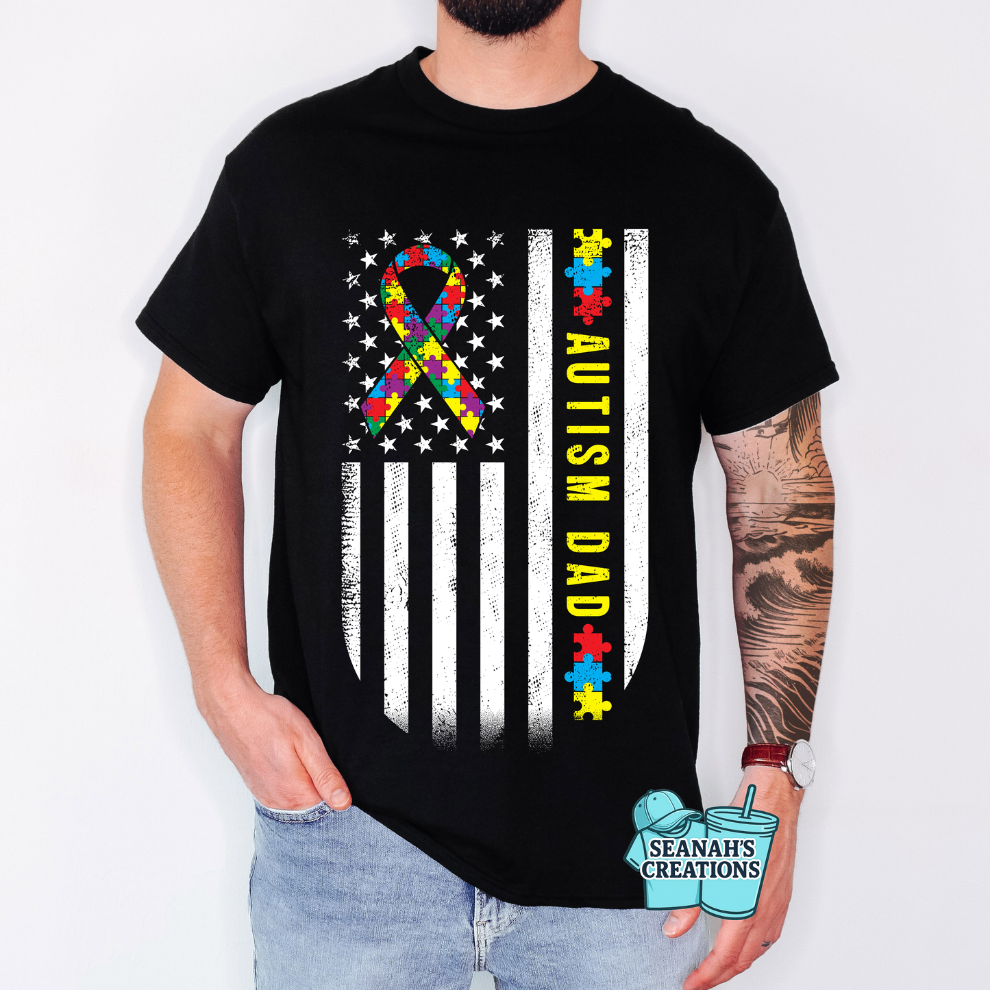 🧩🇺🇸 Autism Dad Flag Tee