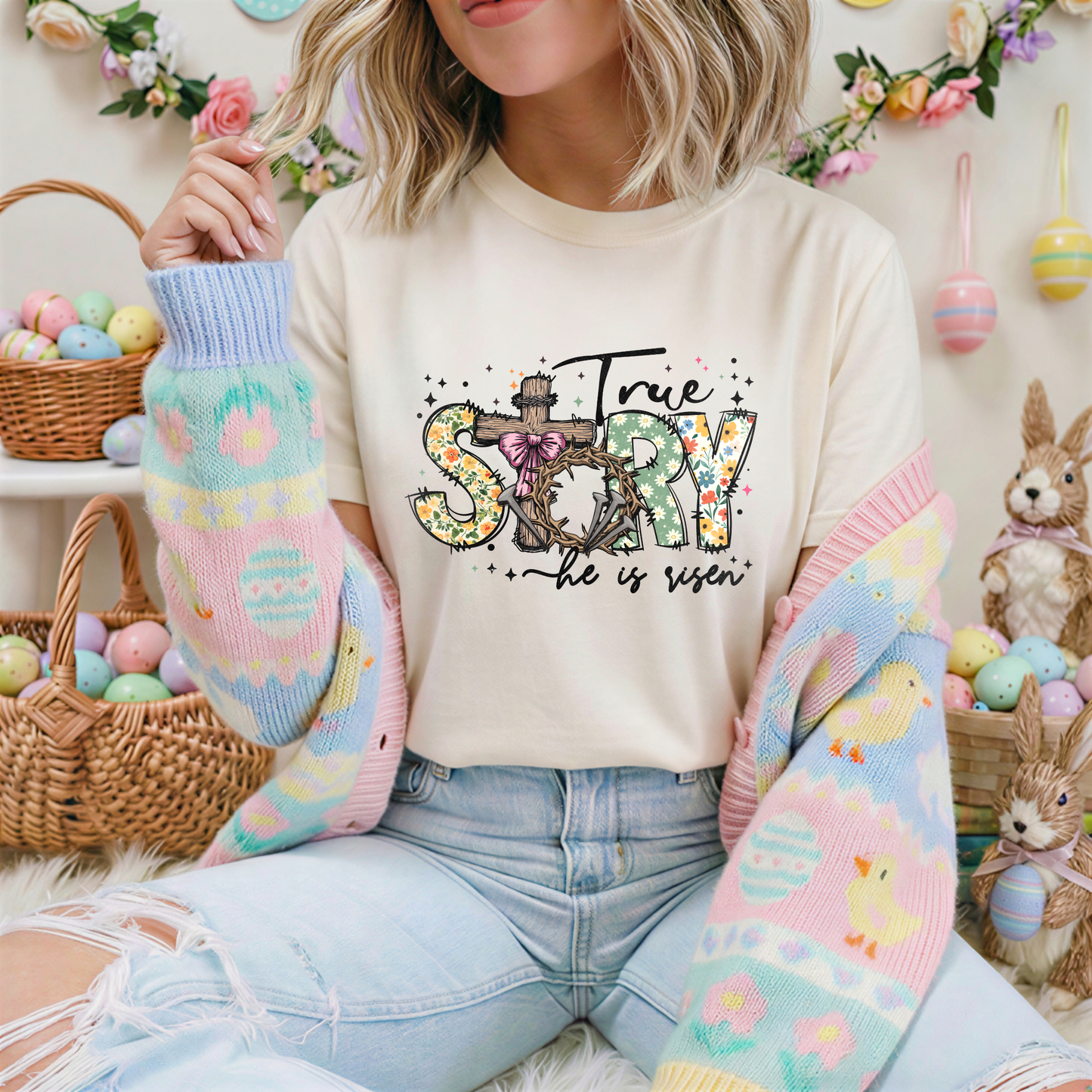 ✝️🌸 True Story – He Is Risen Tee