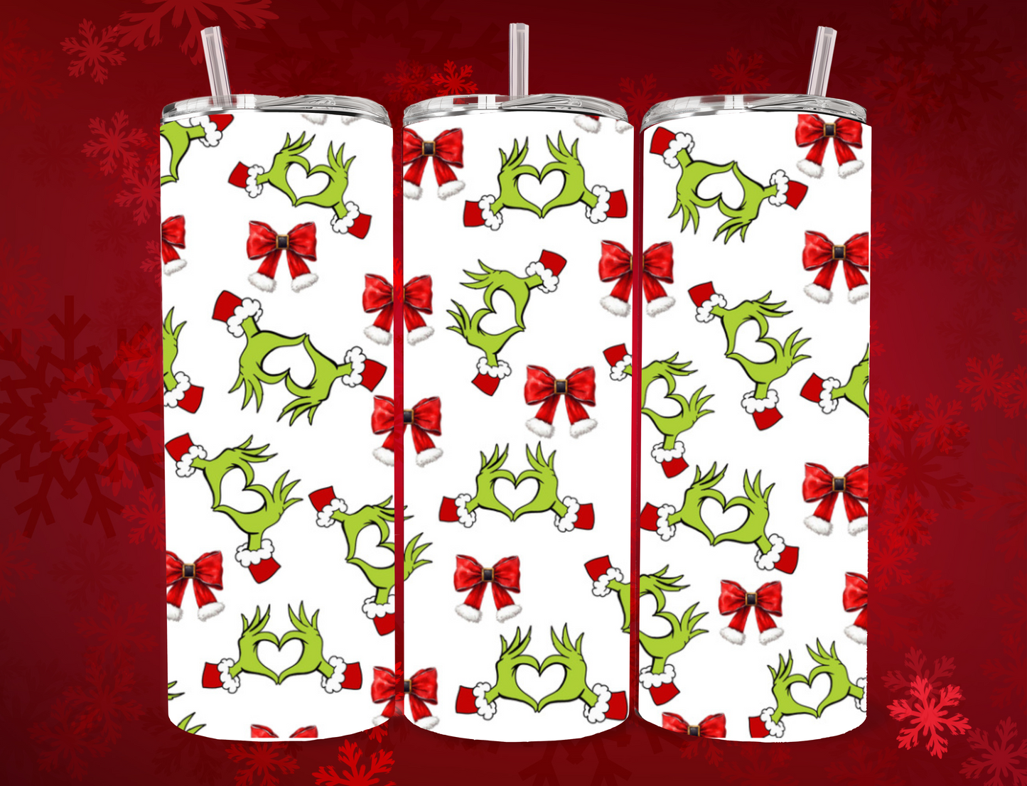 π Grinch Heart Hands Christmas Tumbler β 20oz Skinny Tumbler π