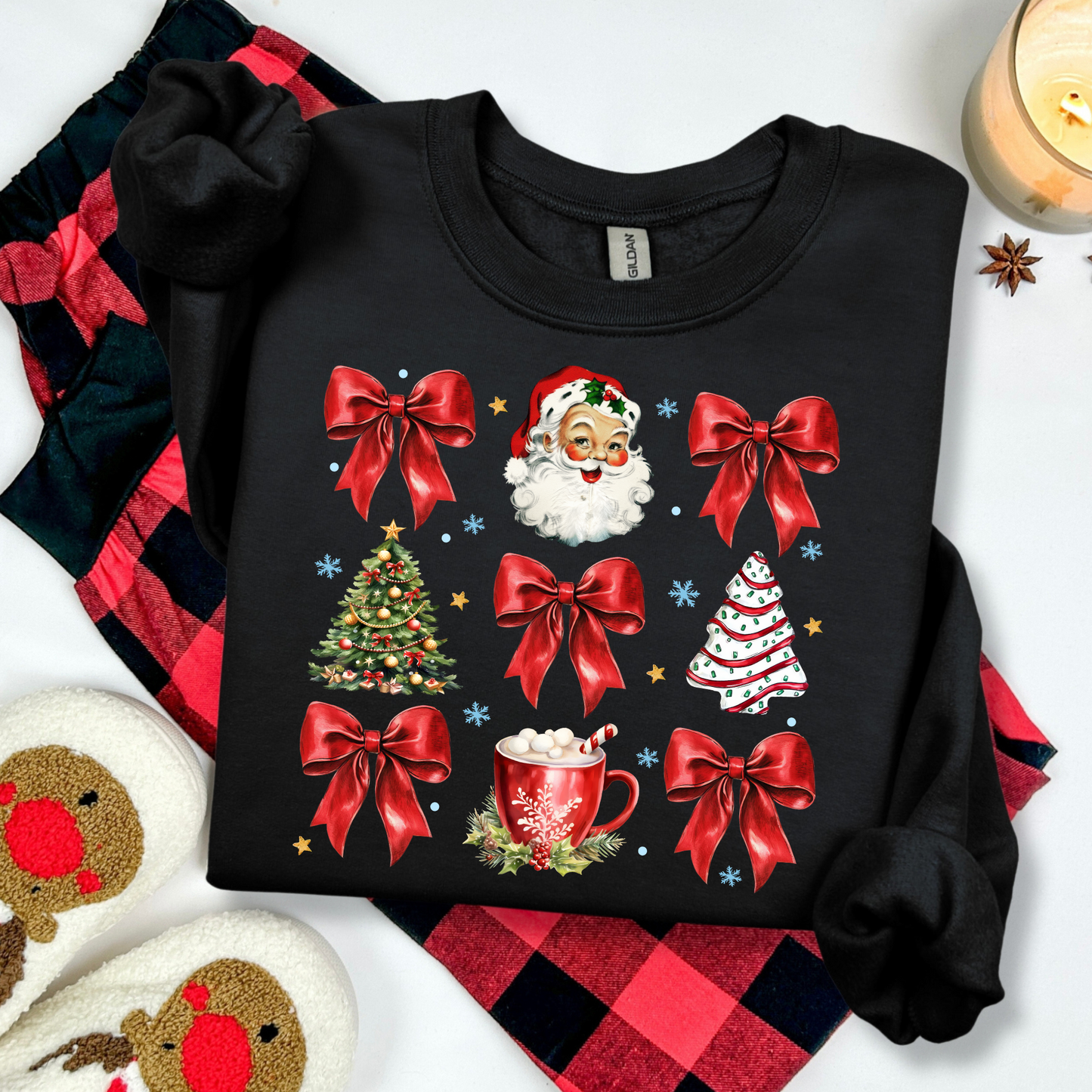 ๐ Santa & Bows Christmas Cheer sweatshirt