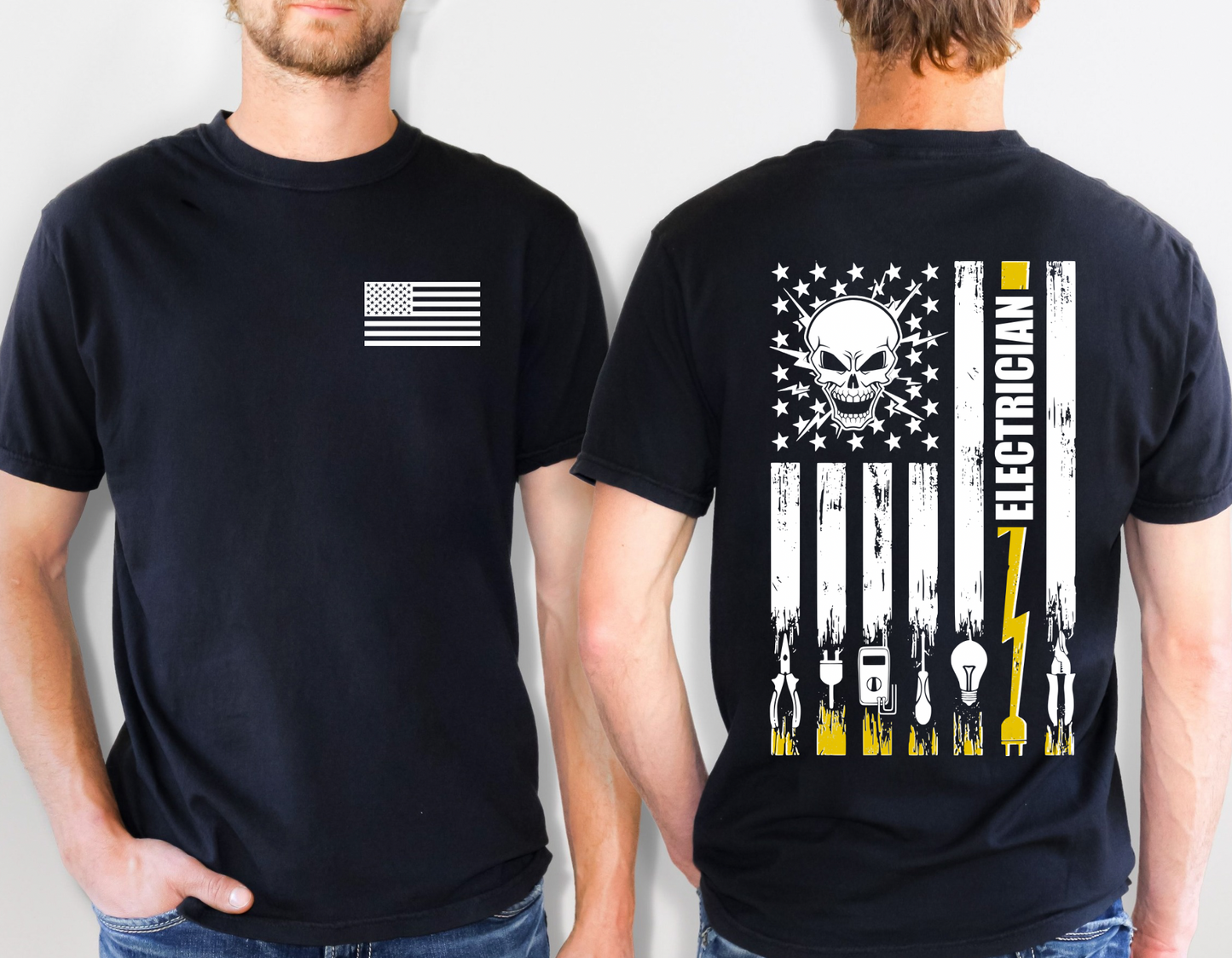 ⚡ Electrician Skull Flag Tee 🇺🇸