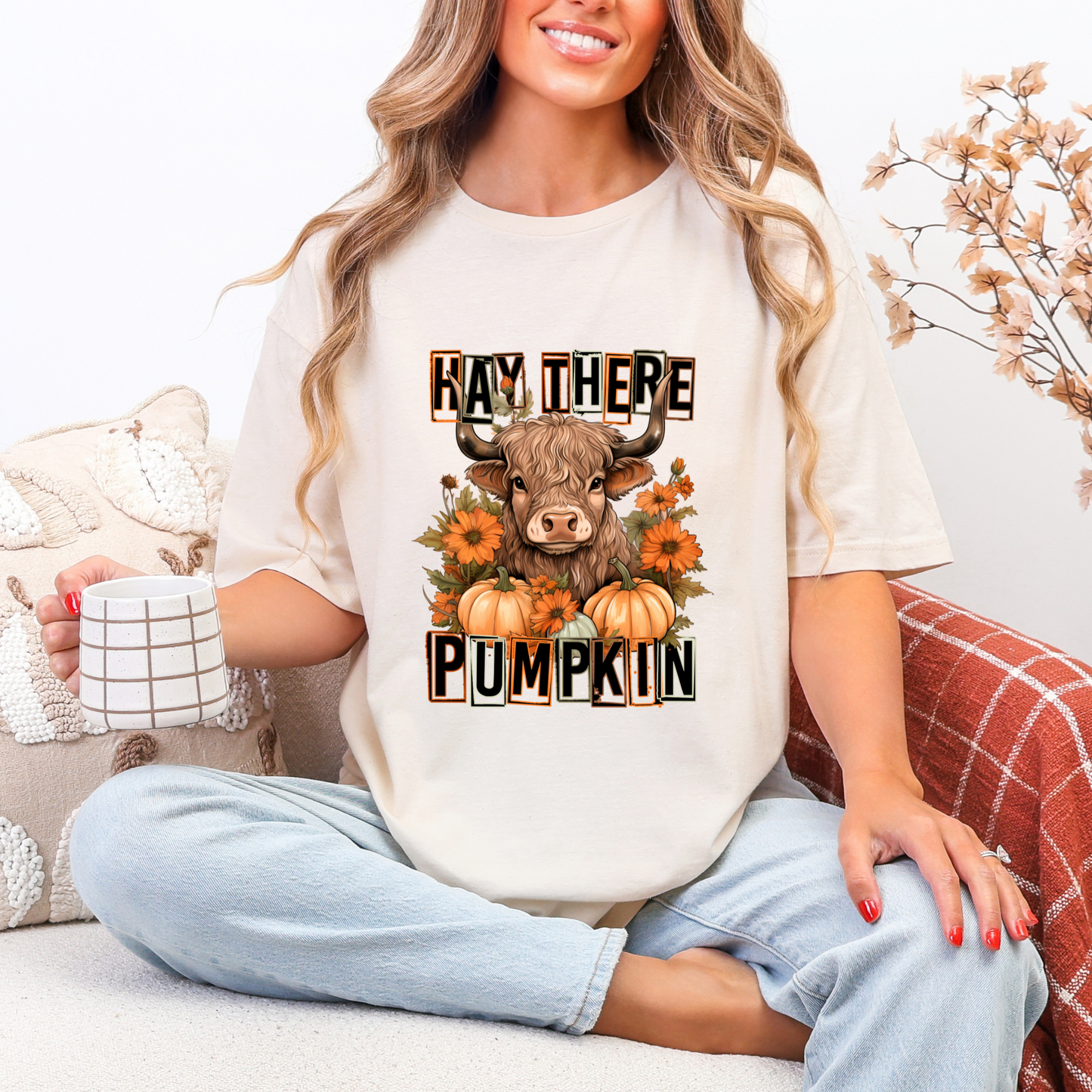 π Hay There Pumpkin β Fall Highland Cow Tee π