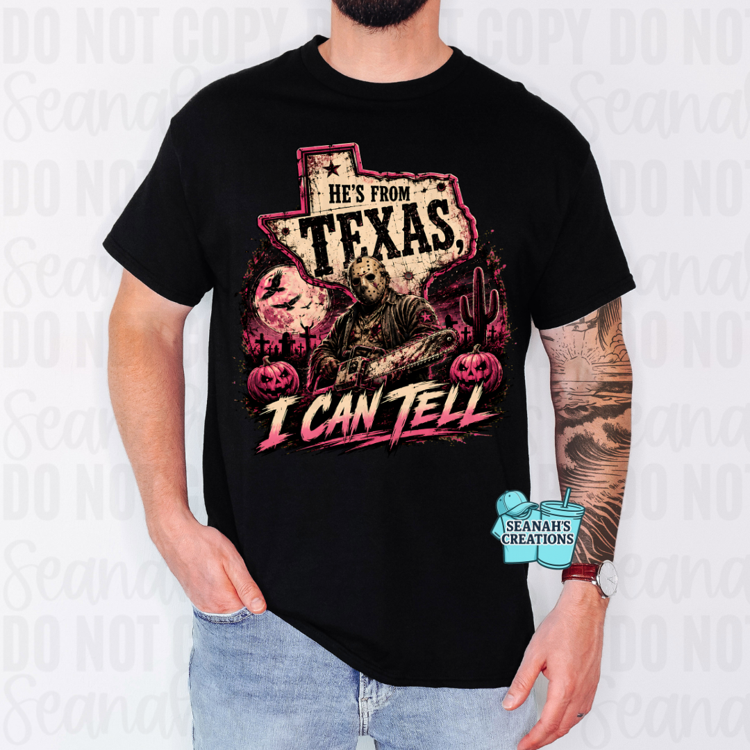 🩷 He’s From Texas Pink Horror Tee