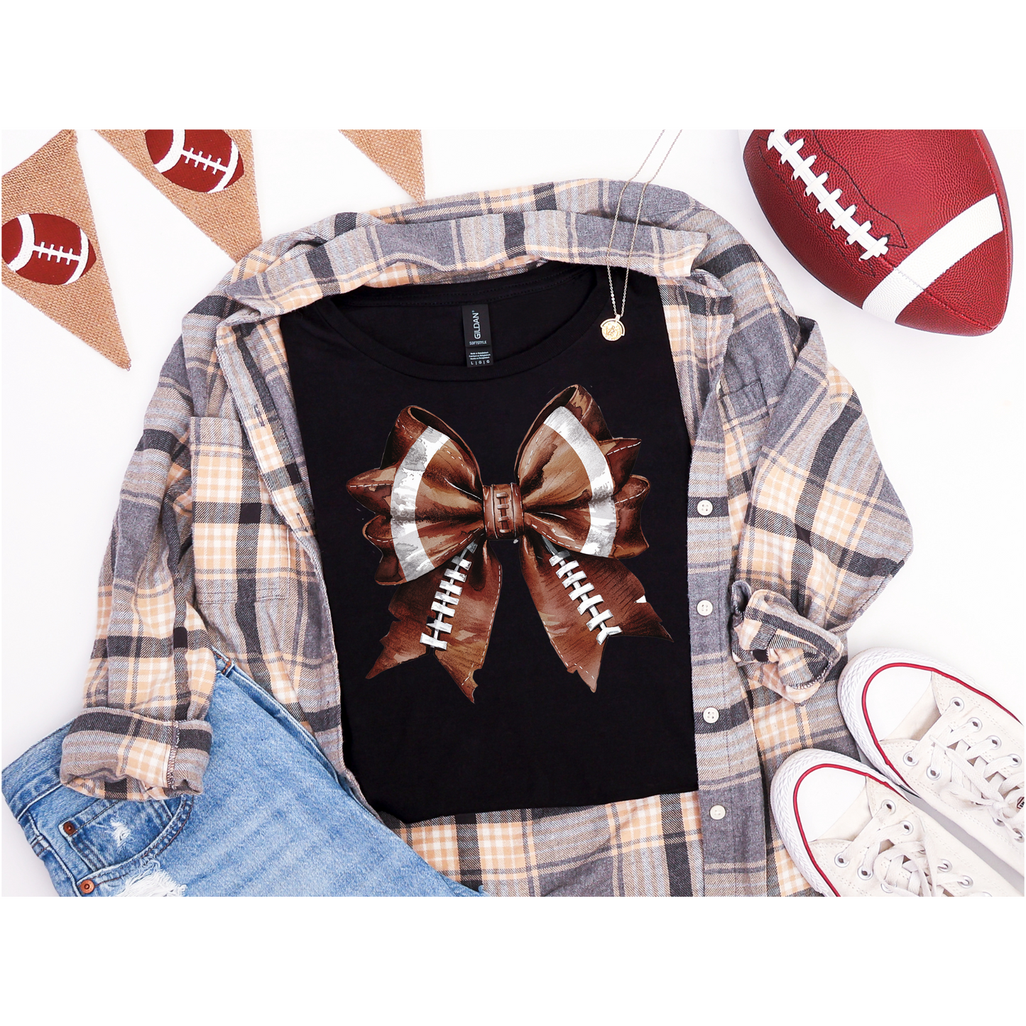 ๐ Football Bow Graphic Tee๐