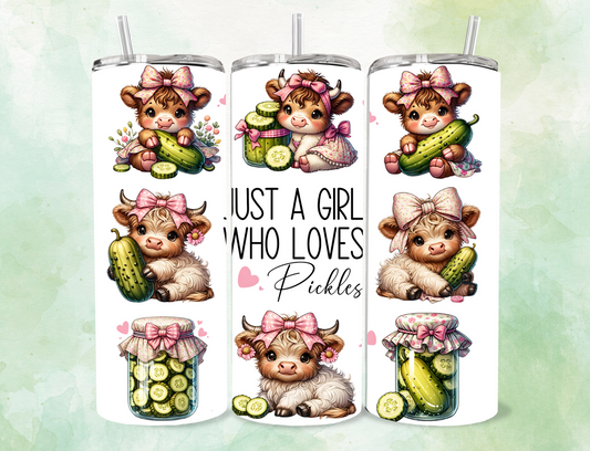 🐮💖 Just a Girl Who Loves Pickles 💖🥒
 – 20oz Skinny Tumbler