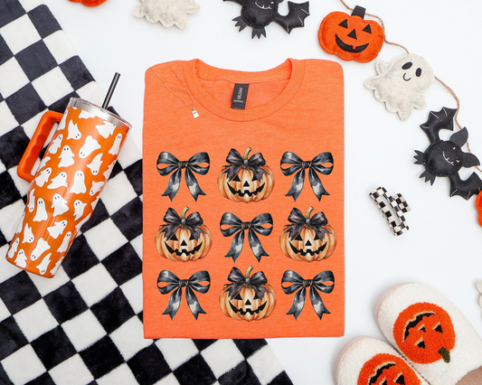 🎃 Jack-O’-Lantern & Bow Halloween Tee 🎃