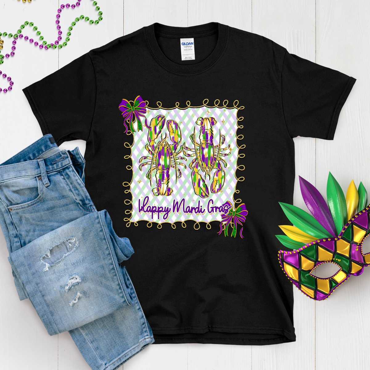 Mardi Gras Crawfish Tee or Crew