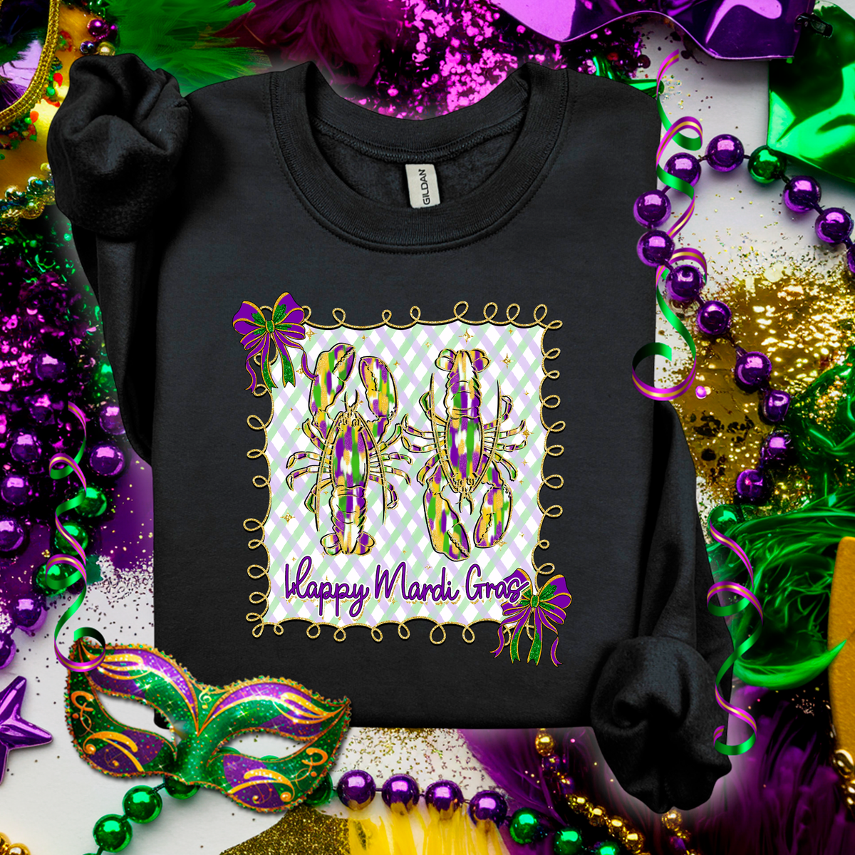 Mardi Gras Crawfish Tee or Crew