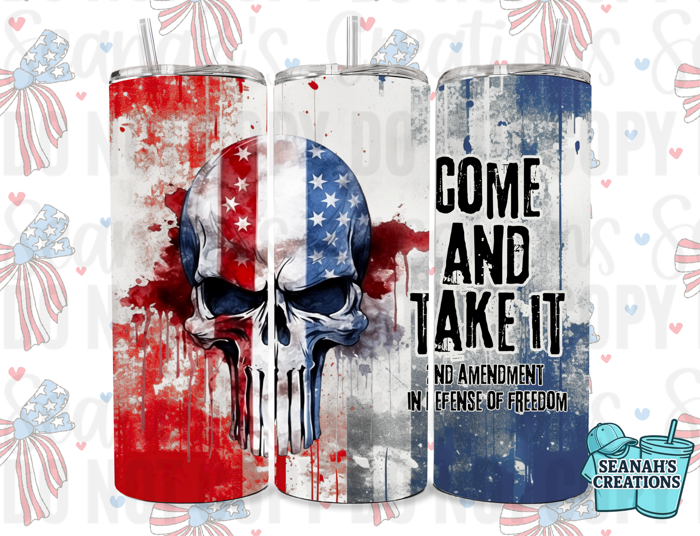 🇺🇸 “Come and Take It” Skull 20oz Tumbler