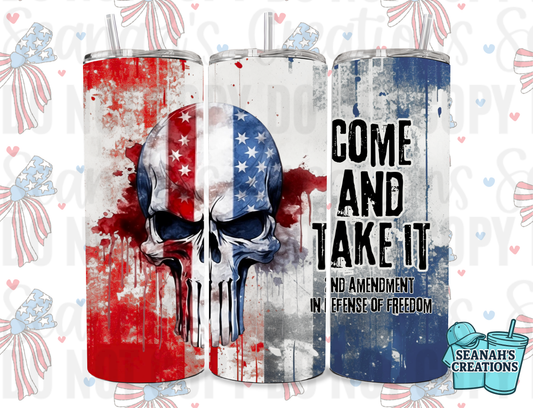 🇺🇸 “Come and Take It” Skull 20oz Tumbler