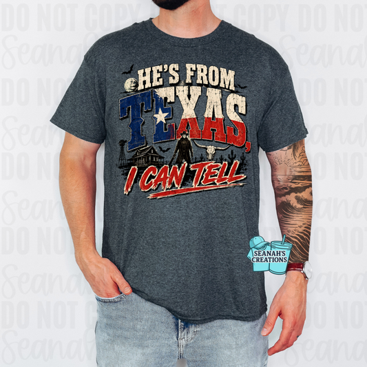🤠 He’s From Texas, I Can Tell Vintage Horror Tee