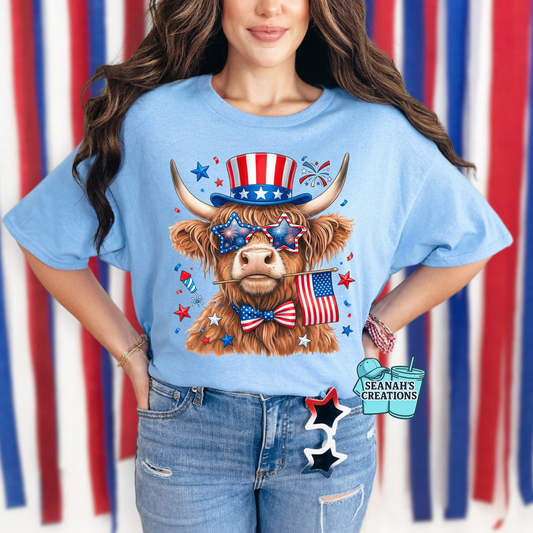 🇺🇸 Patriotic Highland Cow Tee