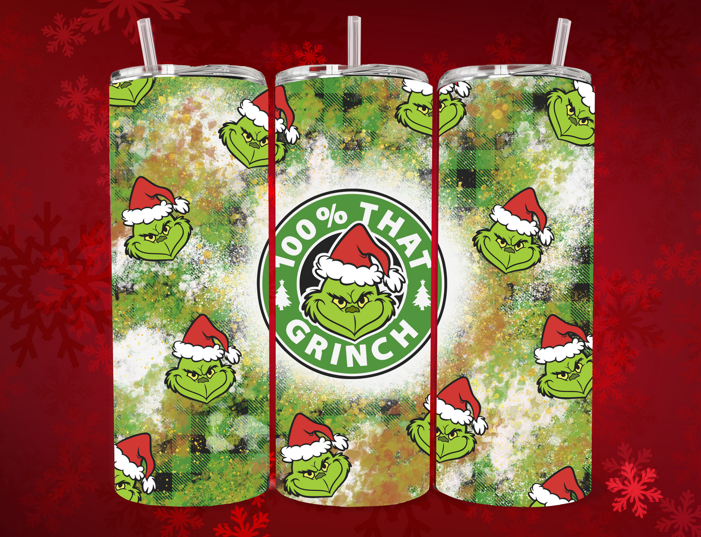 💚 100% That Grinch – 20oz Skinny Christmas Tumbler 💚