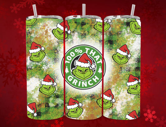 💚 100% That Grinch – 20oz Skinny Christmas Tumbler 💚