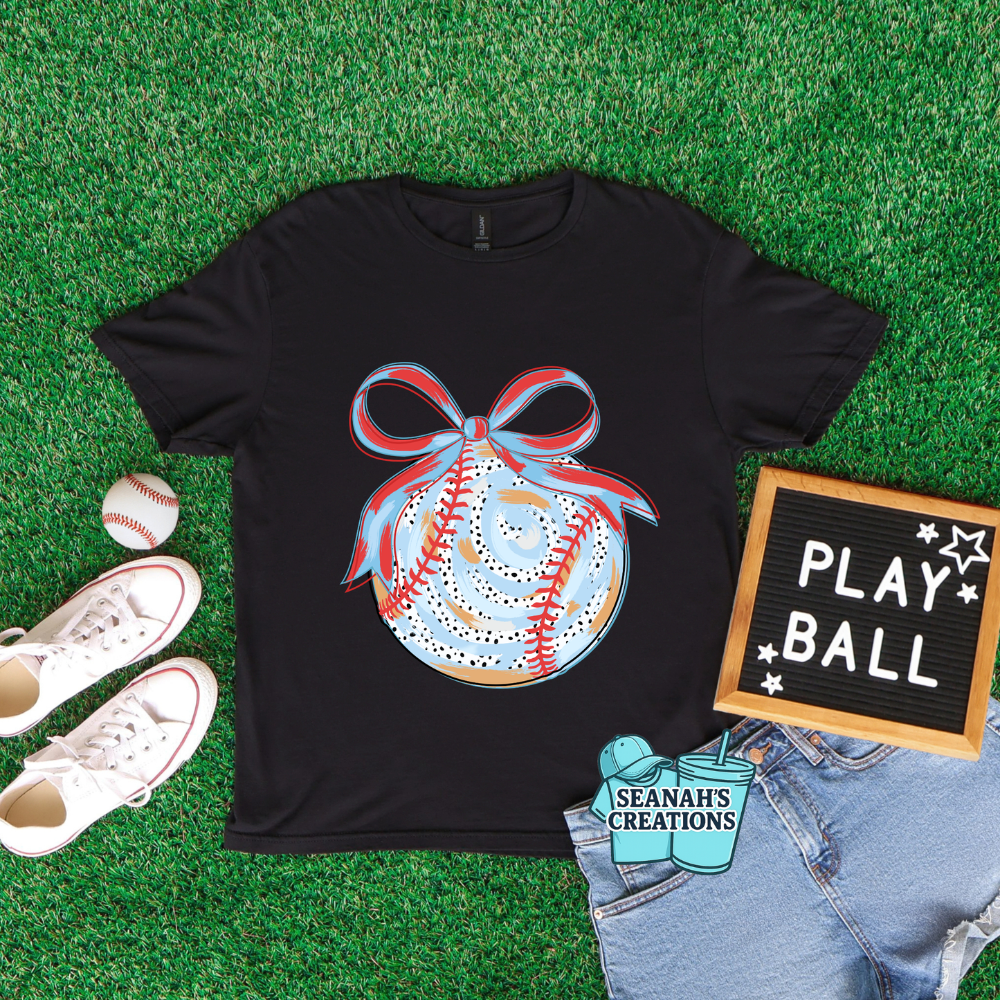 ⚾🎀 Baseball Bow Tee