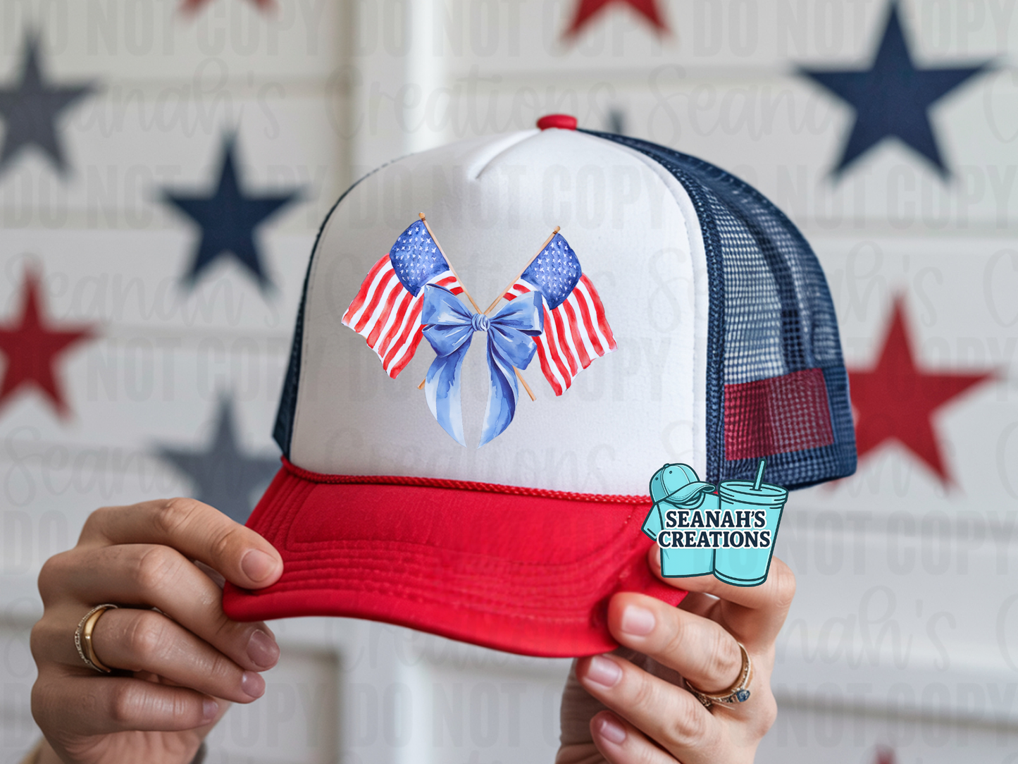 Patriotic Bow Flag Trucker Hat