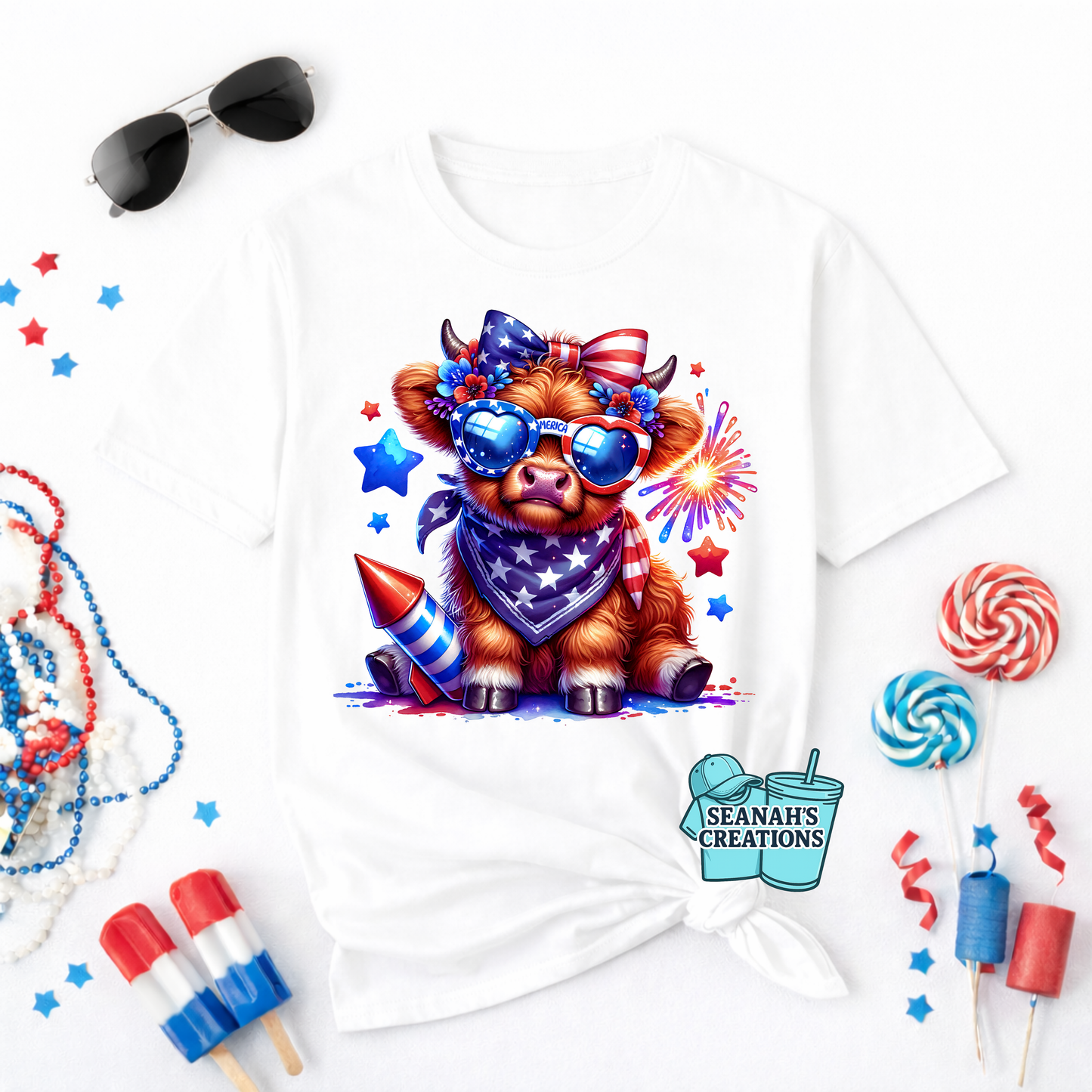 🇺🇸 Patriotic Highland Cow Tee