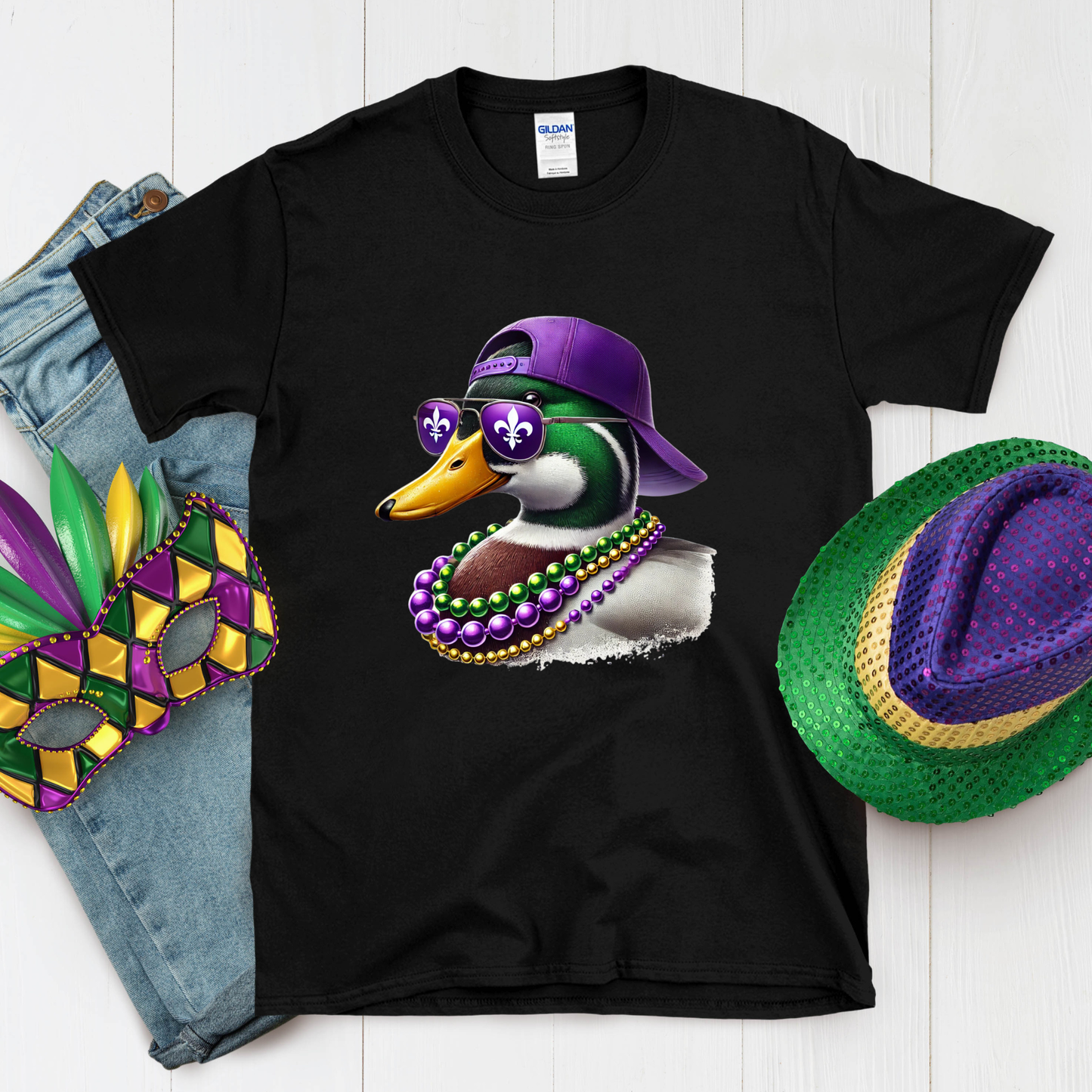 Beaded Duck Mardi Gras Tee