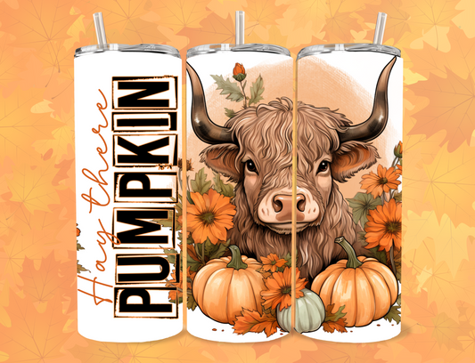 Hay There Pumpkin – Highland Cow | 20oz Skinny Tumbler