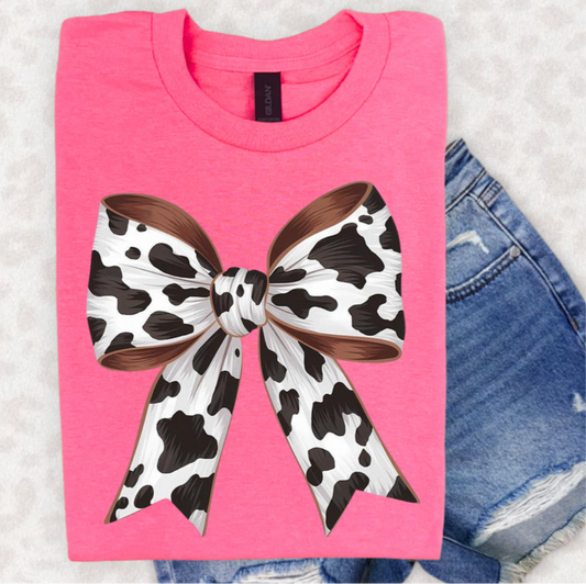 🐄 Cow Print Bow Graphic Tee 🐄