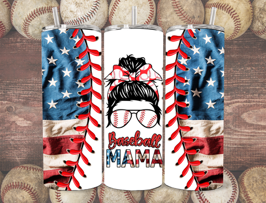 🇺🇸⚾ Baseball Mama Tumbler – 20 oz Skinny ⚾🇺🇸