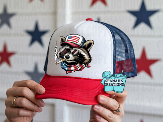 Patriotic Raccoon Trucker Hat