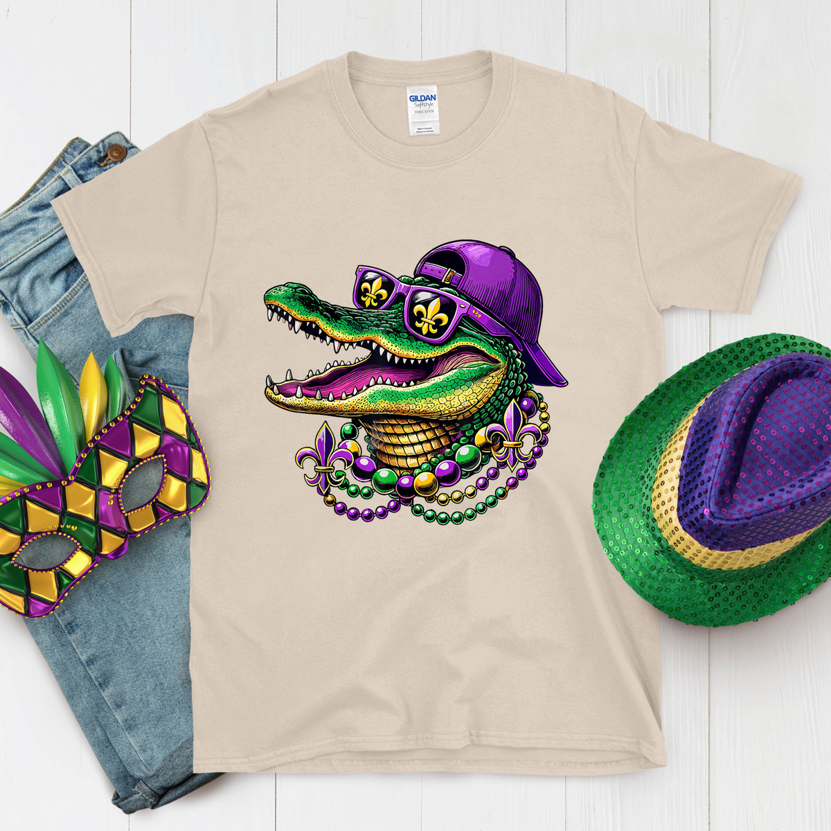 Mardi Gras Gator Tee