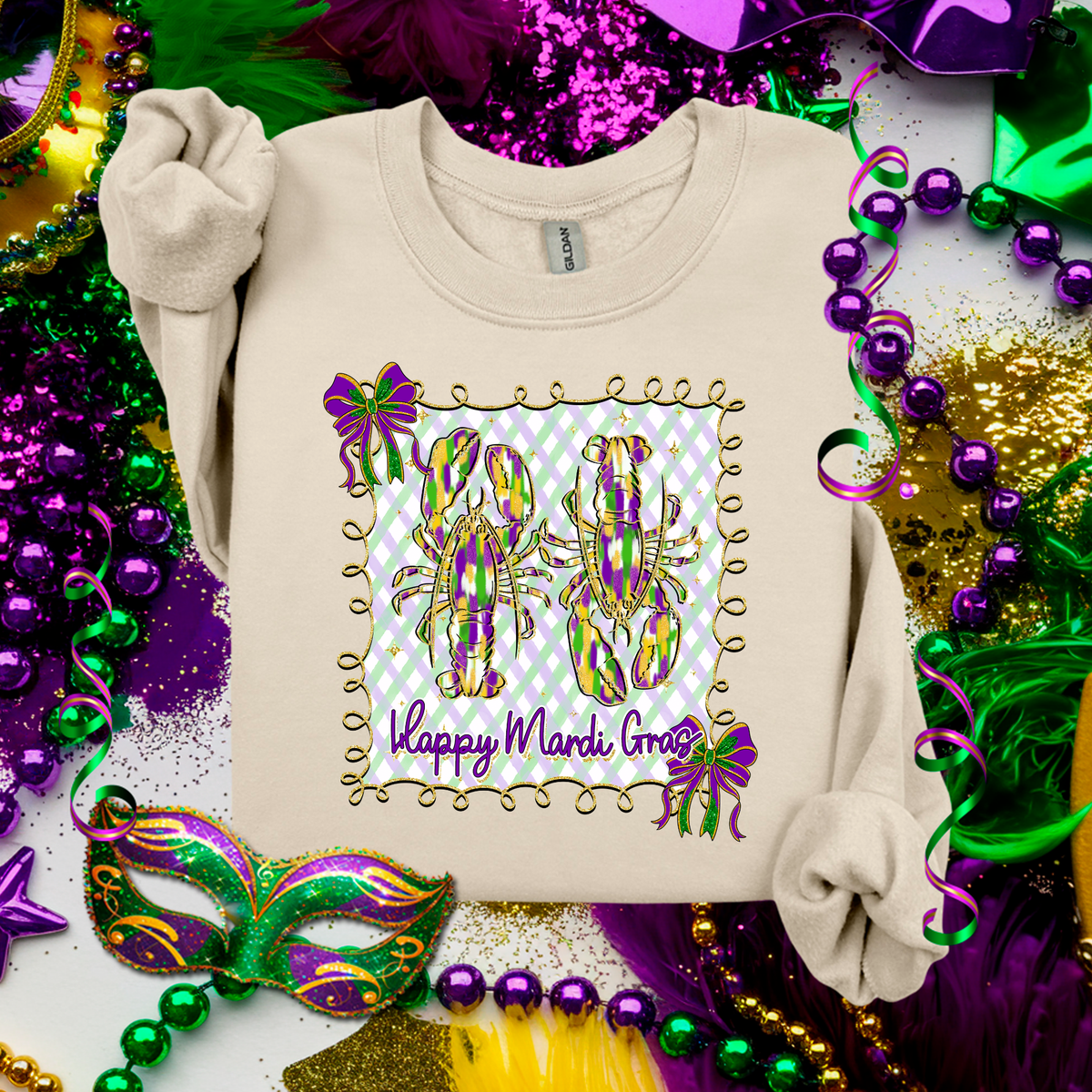 Mardi Gras Crawfish Tee or Crew