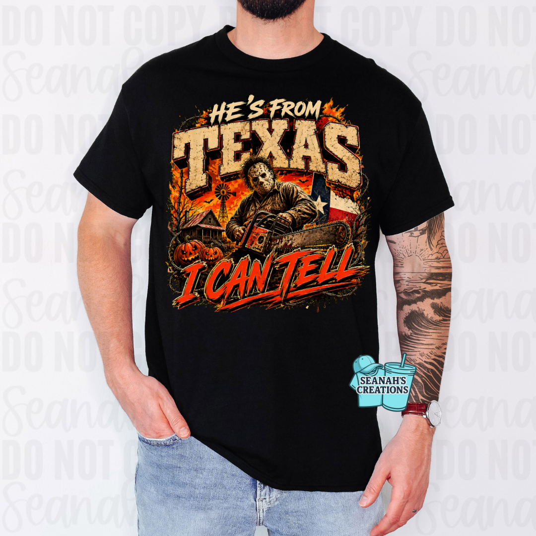 🎃 He’s From Texas Horror Halloween Tee