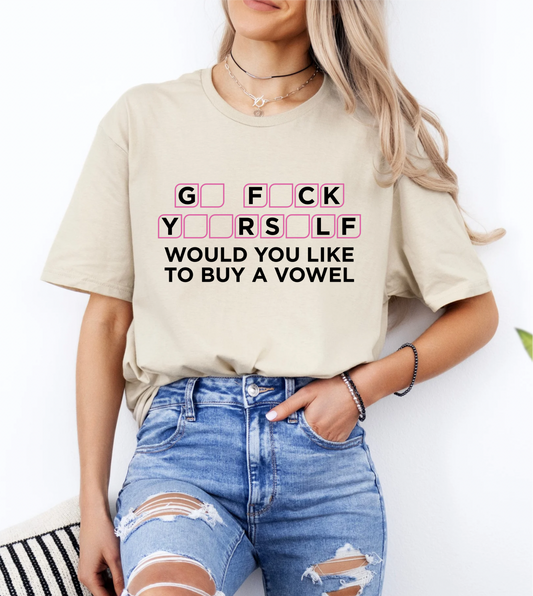 Would You Like to Buy a Vowel?” Funny Censored Graphic Tee
