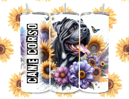 🌻 Cane Corso Floral 20oz Tumbler 🌻
