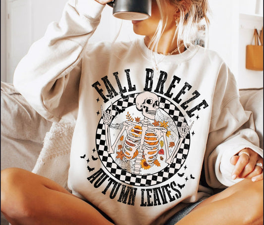 🍂 Fall Breeze Autumn Leaves Skeleton Sweatshirt 🍁