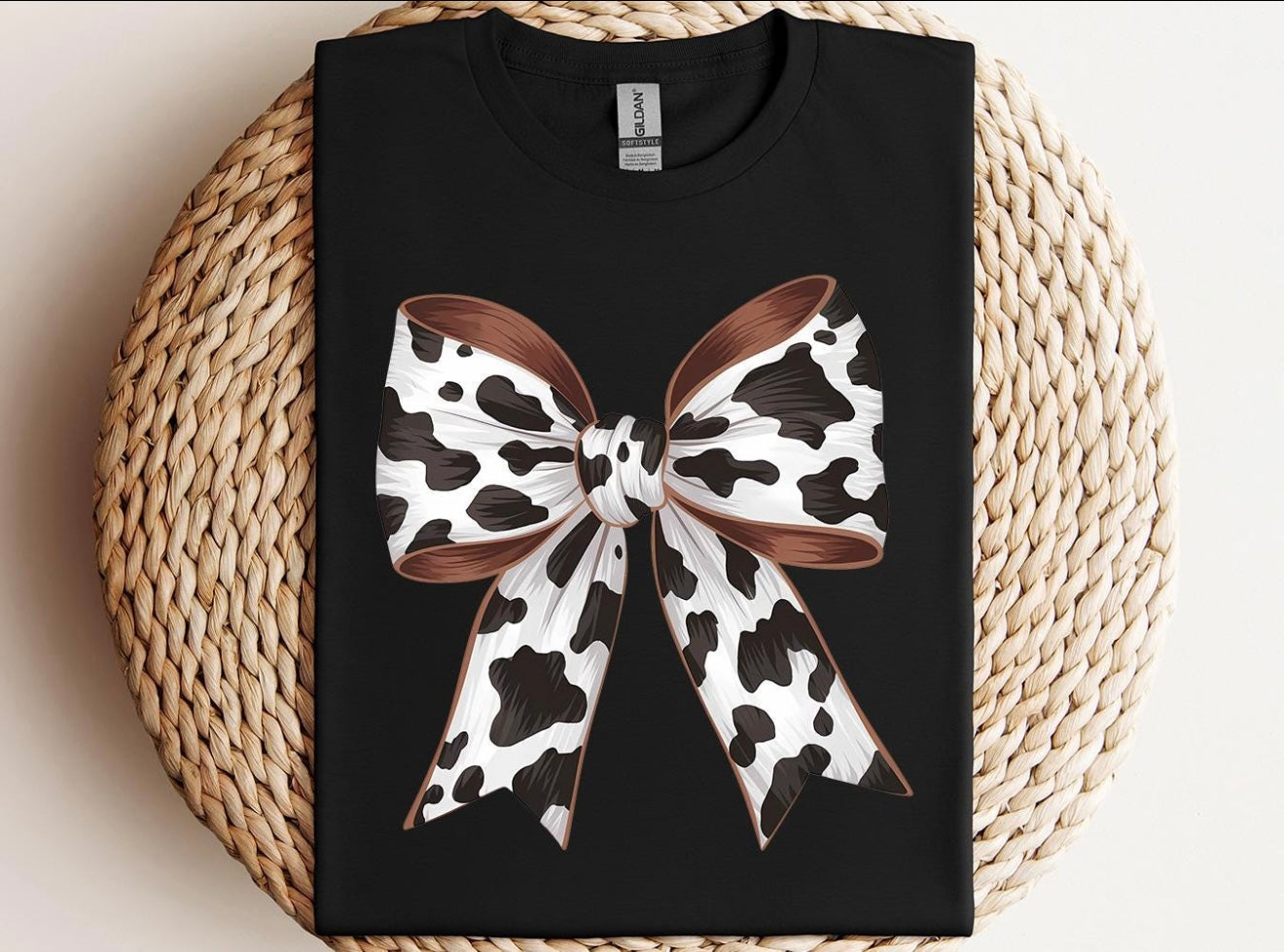 🐄 Cow Print Bow Graphic Tee 🐄