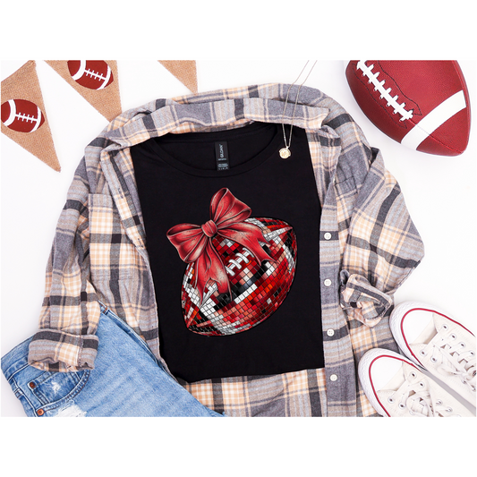 🏈✨ Disco Football Bow Tee – Sparkle &amp; Spirit for Game Day! ✨🏈